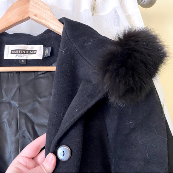 Vintage | Wool Black Hooded Coat - Picture 5 of 9